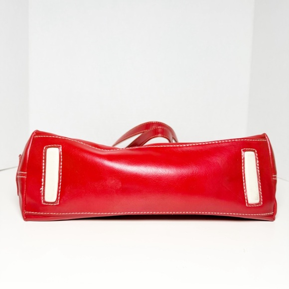 Nine West Red Vegan Leather Purse with Contrasting Cream at Handles - Picture 12 of 12